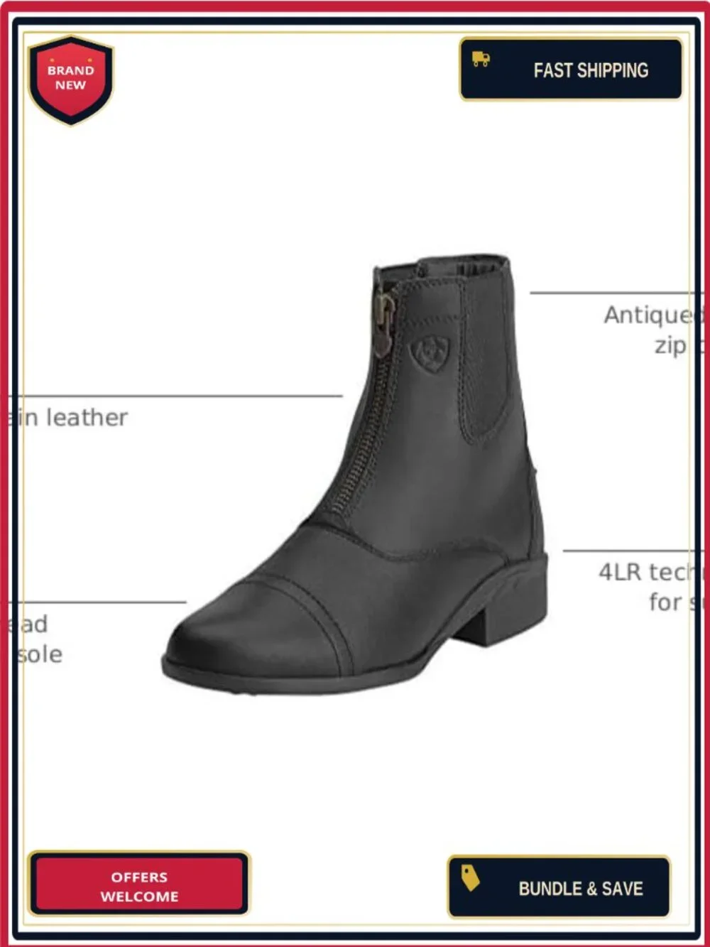 Ariat Scout Zip Paddock Equestrian Ankle Boots Women's Leather